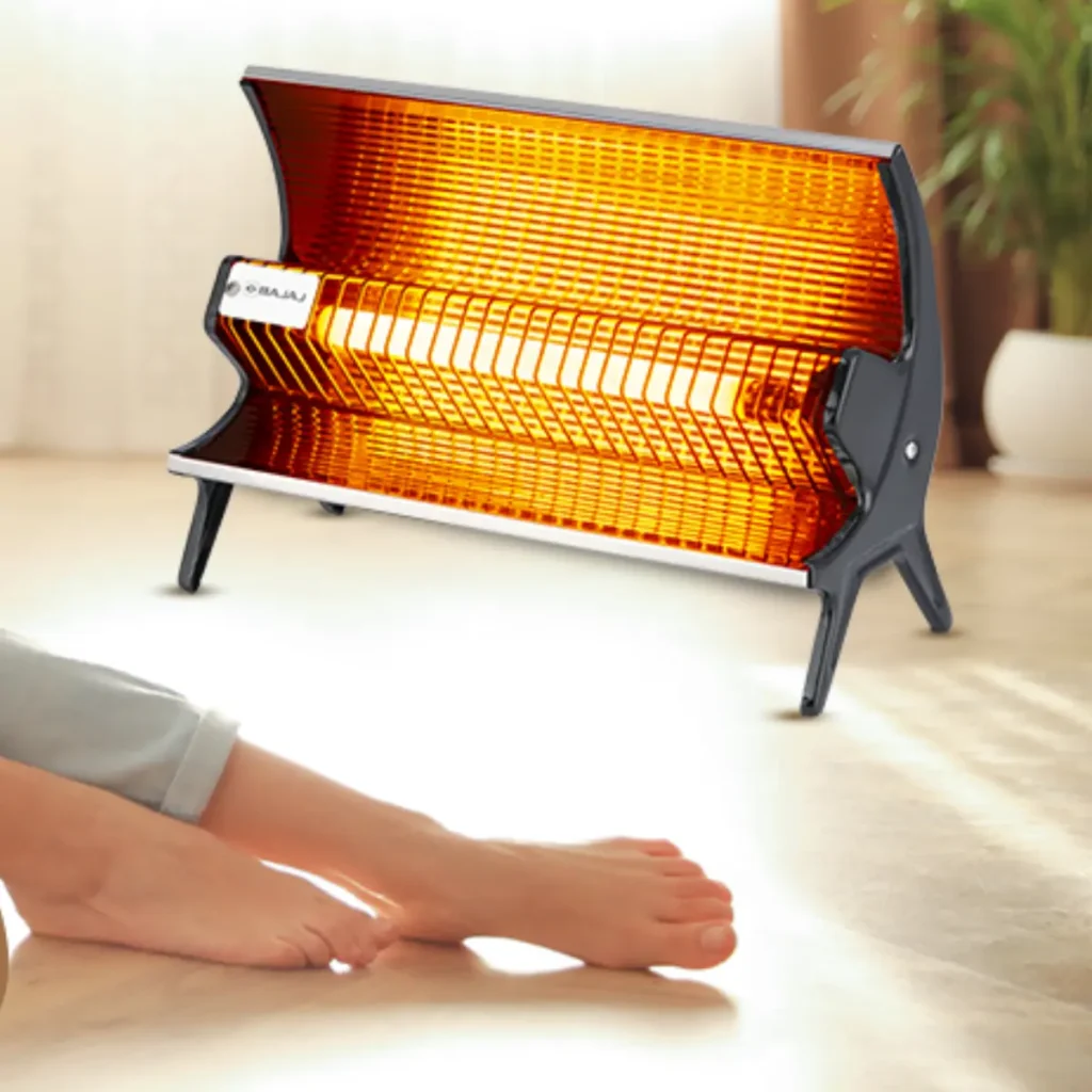 Bajaj Flashy Radiant Room Heater for Home | Stainless Steel Heat Reflector | Nickel-Chrome Mesh | Adjustable Thermostat | 1000W Ceramic Heater for Winter | Electric Room Heater | 2-Year Warranty by Bajaj